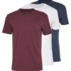 Pier One 3 Pack - T-Shirt Basic - Mottled Bordeaux/White/Blue