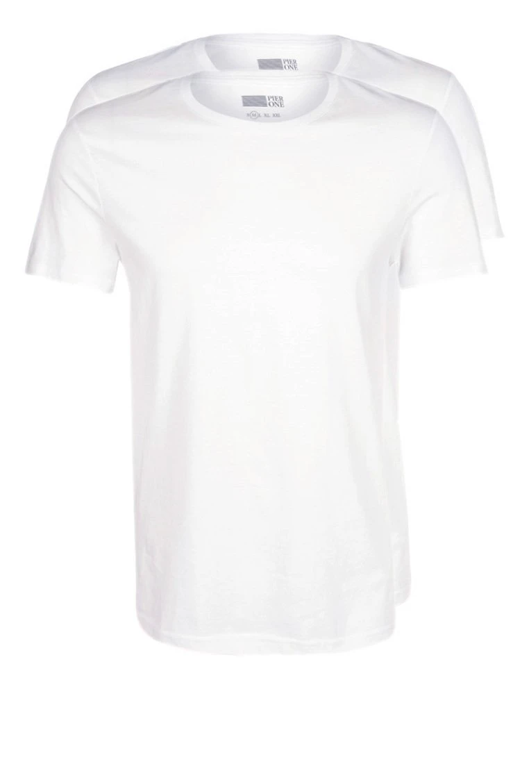 Pier One 2 Pack - T-Shirt Basic - White 1 Pier One 2 Pack - T-Shirt Basic - White