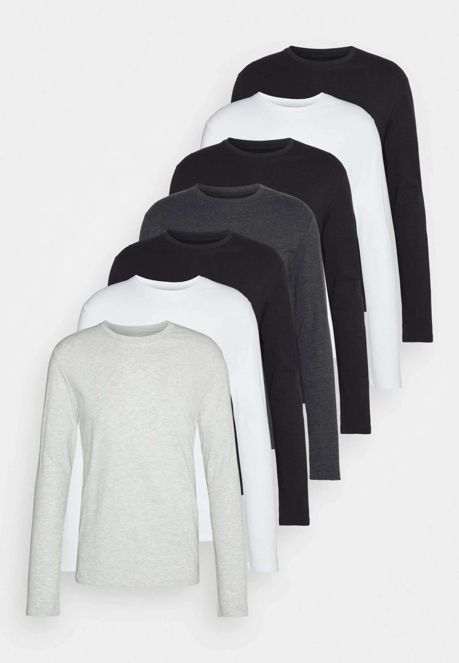 Pier One 7 Pack - Longsleeve - Mottled Light Grey/White/Mottled Dark Grey 1 Pier One 7 Pack - Longsleeve - Mottled Light Grey/White/Mottled Dark Grey
