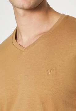 Pier One V Neck Bird Tonal 3 Pack - T-Shirt Basic - Light Brown/White/Dark Blue -Pier One dbb41cfafe134396801079ad8aaa0b0b